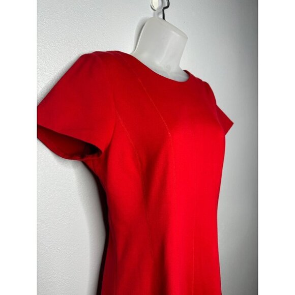 Banana Republic Knit Ponte Fit & Flare Short Sleeve Dress Low Back SZ 8 Party - Picture 4 of 9